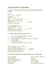 English Worksheet: Youre beautiful by James Blunt