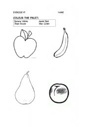 English worksheet: Colour the fruit