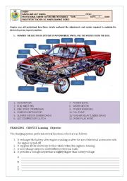 English Worksheet: THE ELECTRICAL SYSTEM OF CARS