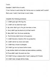 English worksheet: grammar worksheet i wish