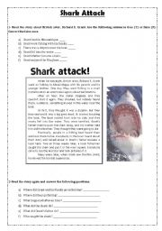 English Worksheet: Shark Attack!