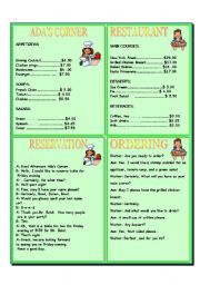 English Worksheet: RESTAURANT ROLEPLAY AND ACTIVITY WORKSHEETS