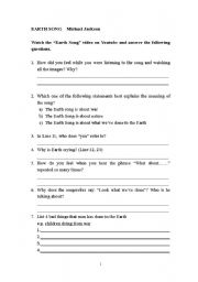 English Worksheet: EARTH SONG By Michael Jackson
