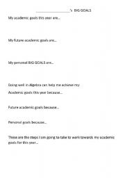 English Worksheet: Goals Worksheet