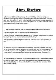 English worksheet: Story Starters