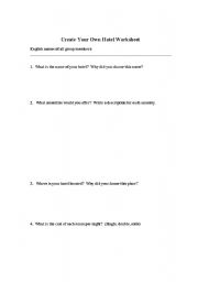 English Worksheet: Create Your Own Hotel Worksheet