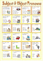 English Worksheet: Subject & Object Pronouns