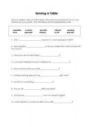 English worksheet: Taking order & Serving a table