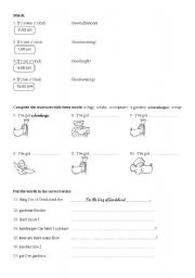 English Worksheet: Muzzy in Gondoland, Level 1, Part 1, b