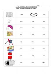 English worksheet: Short and Long Vowel 