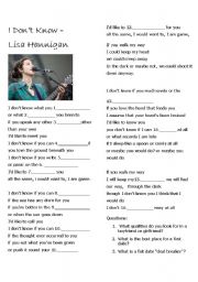 English worksheet: Lisa Hannigan - I dont know