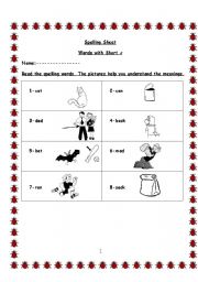 English worksheet: Words with Short a