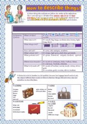 English Worksheet: How to descibe things!