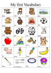 English Worksheet: My first vocabulary