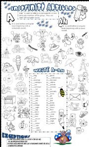 English Worksheet: a-an