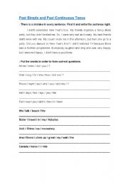 English Worksheet: Past simple vs. Past Continuous
