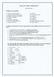 English worksheet: Relations with other people. Vocabulary practice