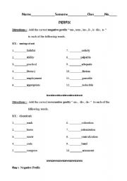 English Worksheet: Prefix