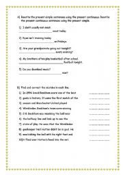 English worksheet: present tenses & past tenses worksheet