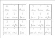 English Worksheet: Bingo Cards: Numbers 1-9