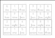 English worksheet: Bingo Cards: Numbers 1-9