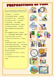 English Worksheet: prepositons of time