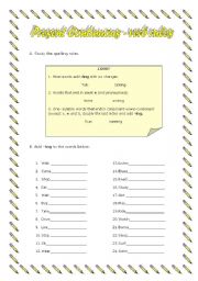 English worksheet: Present continuous verb rules