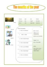 English Worksheet: Months of the year