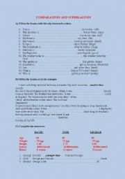 English Worksheet: comparative and superlative