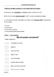 English worksheet: correspondence