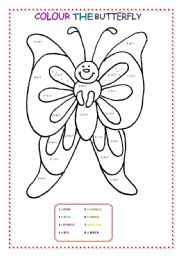 English Worksheet: colouring butterfly