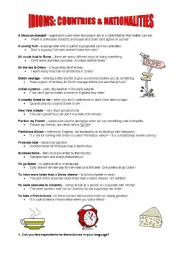 English Worksheet: Idioms: countries and nationalities