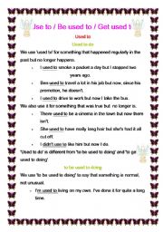 English Worksheet: Used to/ Be used to/ Get used to 