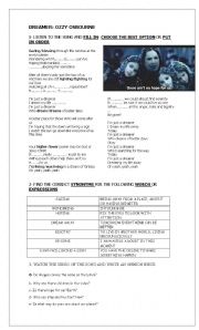 English Worksheet: song: dreamer (ozzy osbourne)