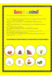 English worksheet: Guess the animsl