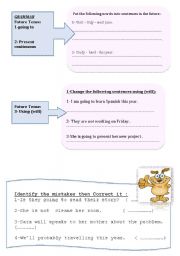 English worksheet: Future (present perfect/going to / will)