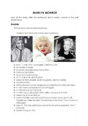 English Worksheet: Marilyn Monroes biography