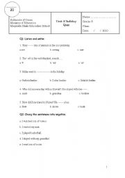 English worksheet: exam for grade 5