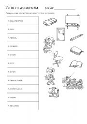 English worksheet: Our classrom vocabulary