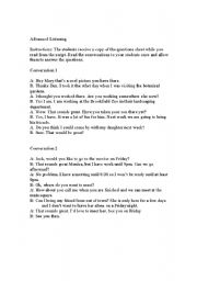 English Worksheet: Advanced Listening