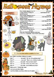 English Worksheet: HALLOWEEN RHYMES