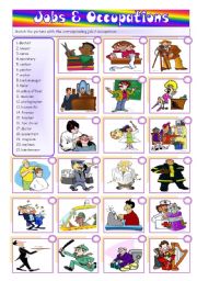 Jobs & Occupations - matching and writing [2 pages] +++fully editable