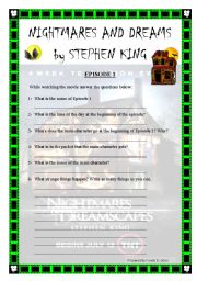 English worksheet: Nightmares and dreams by Stephan King