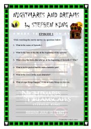 English Worksheet: Nightmares and dreams by Stephan King