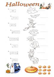 English Worksheet: Halloween words