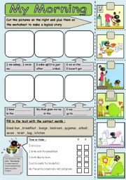 English Worksheet: morning routine  