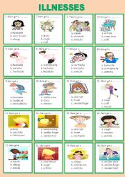 English Worksheet: illnesses (multiple choice)