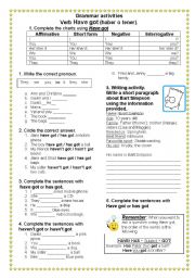 English Worksheet: HAVE GOT