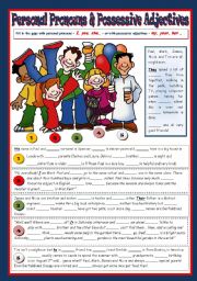 English Worksheet: Personal Pronouns & Possessive Adjectives