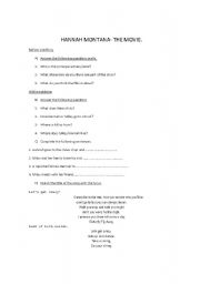 English Worksheet: Hannah Montana_ Movie activities